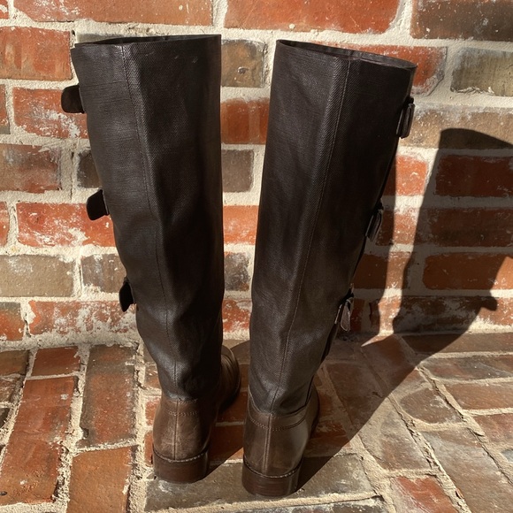 Stuart Weitzman Ludlow Leather Canvas Riding Boots - Picture 6 of 16